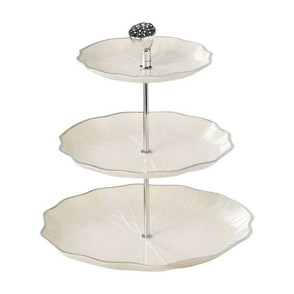 Multi-Tier Snack & Fruit Serving Tray | 2-Layer & 3-Layer Plastic Snack Plates with Flower Design | Gold & Silver Colors for Living Room, Parties & Student Dorms