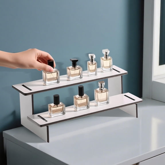 Multi-Tier Storage Organizer Step Display Rack Shelf Holder for Vanity Countertop, Space Saving Vertical Stand for Makeup Perfume and Home Spring Organization