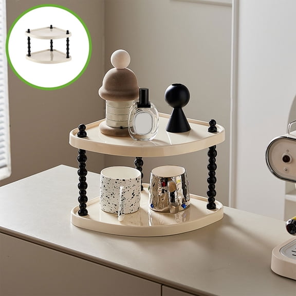 Multi Tier Storage Shelf Desktop Organizer Rack, Countertop Display Stand for Mugs Perfume Cosmetics Books, Space Saving Home Office Storage Solution for Kitchen Bathroom Bedroom Living Room