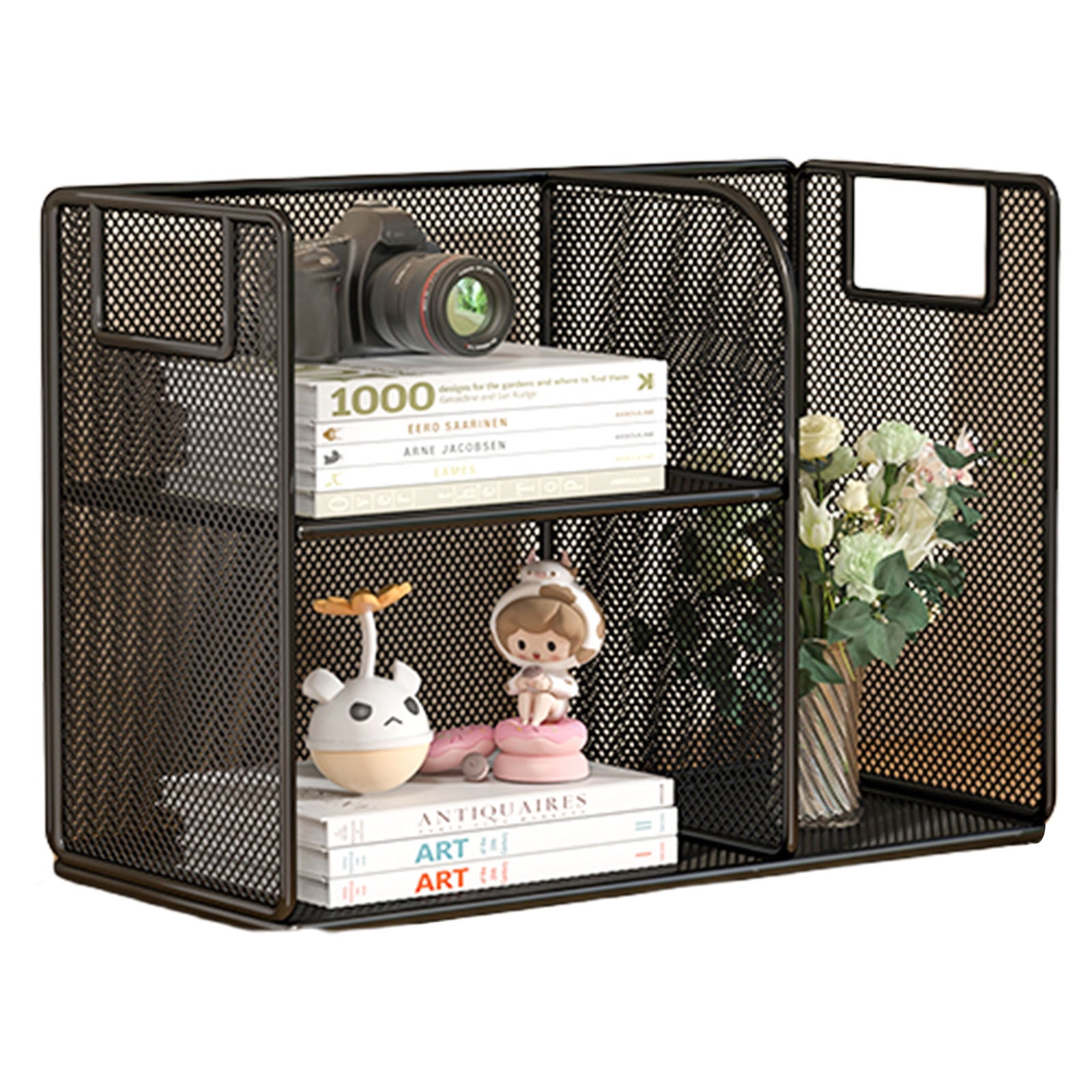 Multi Tiered Bookshelf for Desk Metal File Organizers Desktop Storage ...