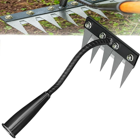 Multi-Tine Carbon Steel Garden Cultivator Rake, 5/6/7/8 Teeth Carbon Steel Garden Weeding Rake, Iron Rakes for Gardening and Weeding, for Backyard Lawn Loosening Grass