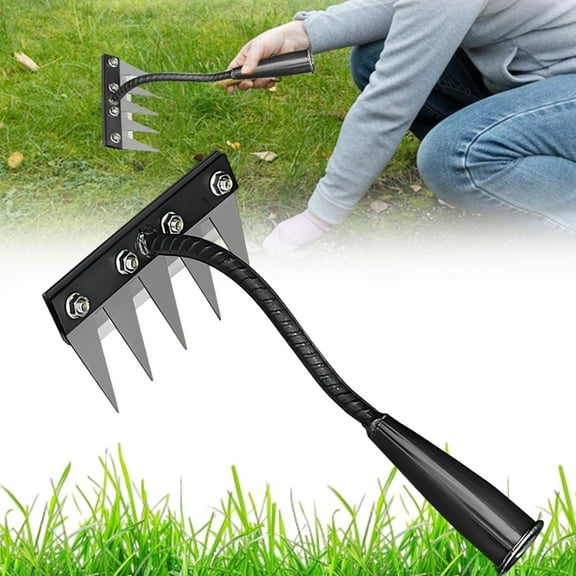 Multi-Tine Carbon Steel Garden Cultivator Rake,Gardenia Iron Weeding Rake-5/6/7/8 Teeth,Detachable Gardening for Dethatching Lawn Loosening