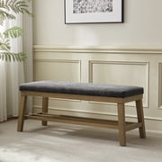 VKNOW Multi-Tone Speckled Fabric Solid Wood Frame Bench, Black, 300 lb Limit