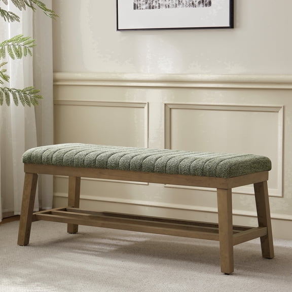 Usaint Speckled Multi-Tone Fabric Solid Wood Frame Storage Bench, Green, 300 lb Limit