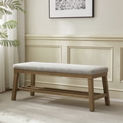VKNOW Multi-Tone Speckled Fabric Solid Wood Frame Bench, Beige, 300 lb Limit