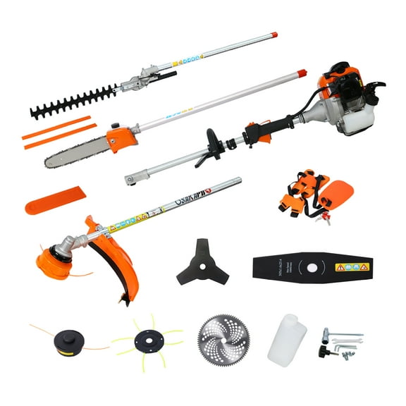 Multi-Tool Gas Powered 8 in 1 - 56CC 2-Cycle Trimmer, Pole Saw, Hedge Trimmer, Brush Cutter