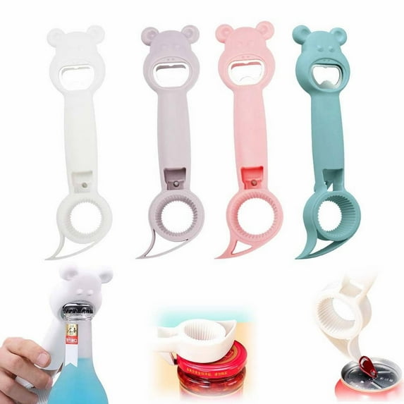 Multi Tool Opener TASTAN 4-In-1 Bottle Opener - Cute Jar/Can/Wine Opener, Keychain Multi-Tool, Portable Party Accessory for Beer & Beverage Lovers, Can Opener, Purple