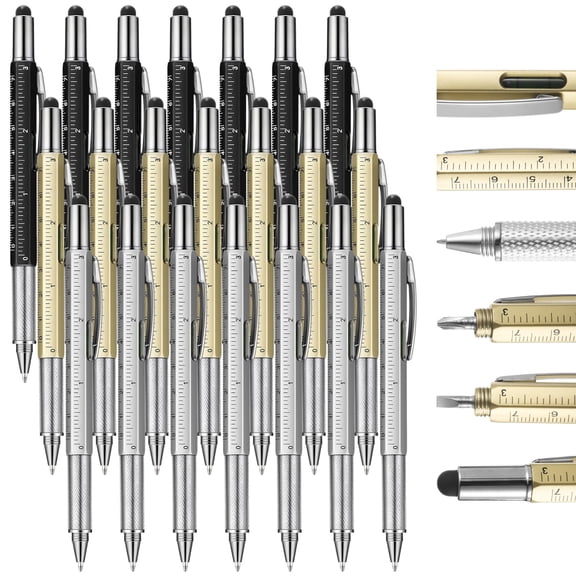 Multi Tool Pens, 30 Pack Pen Multitool with Screwdriver, Ruler, Level Gauge, Ballpoint, Stylus, 6-in-1 Multi Use Pen