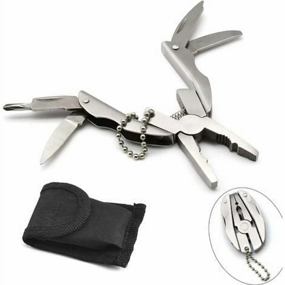 Multi-Tool Pliers Kit Multifunction Pocket Tool with Black Leather Case, Multitools Pliers for Camping, Fishing, Hiking, Kitchen, Picnic