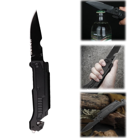 Multi Tool Pocket Knife 6 Functions Led Light Seat Belt Cutter Glass Breaker For Men