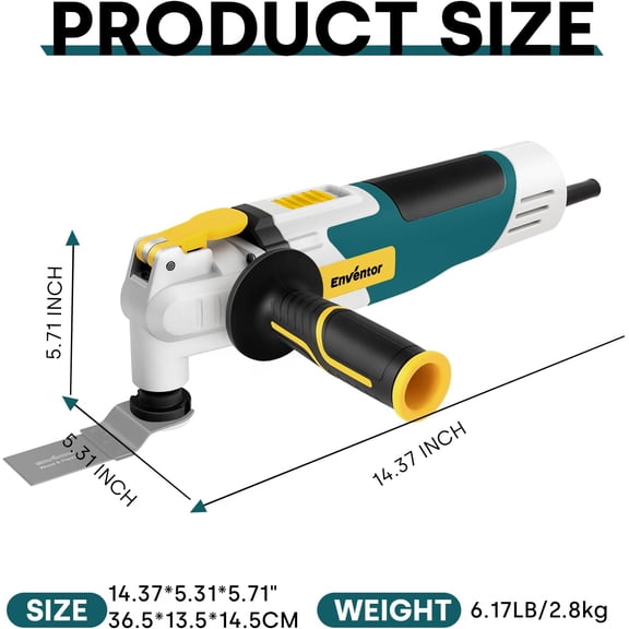 Multi Tool Saw, Electric Oscillating Saw with 43PCS Accessories, Auxiliary Handle, Max 22,000 OPM, 6 Variable Speeds, 3 ° Oscillation Angle, Oscillating Tool Kit for Cutting, Scraping,