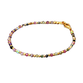 thumbnail image 1 of Multi Tourmaline 2-2.5mm Round Shape Smooth Cut Beads 7 inch Gold Plated Clasp Bracelet for men, women, unisex. Link Chain Stacking Bracelet.|LINK_05064, 1 of 4