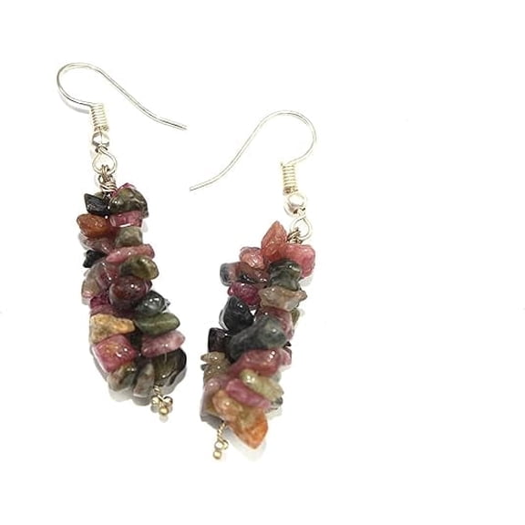 Multi Tourmaline Chips Earrings For woman/Healing Crystal/Natural Crystal/Protection/Gift Item