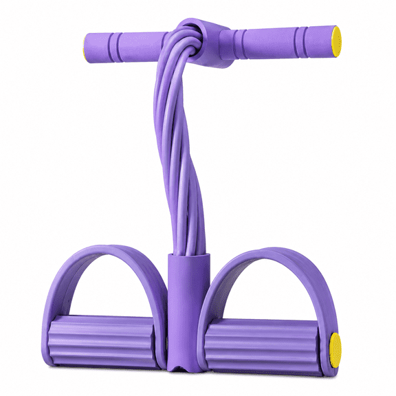 Multi-Tube Pedal Resistance Band with Comfort Foam Handles, Heavy Duty Elastic Foot Finder Pull Rope for Seated Sit-Ups & Abs Workout, Home Gym Yoga Fitness Equipment for Back Stretching Core Toning