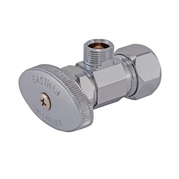 Multi-Turn Angle Stop Valve Chrome Plated Brass 3/8 Inch OD 5/8 Inch OD
