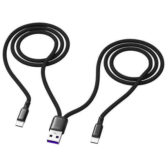 Multi USB C Cable 4FT, 2 in 1 Multiple Type C Charging, 3A Dual Splitter USB C Charging, Nylon Cord, USB A to Double USB C Port, Compatible with iPhone 15, iPad Pro/Air, Samsung S23, Google, Android