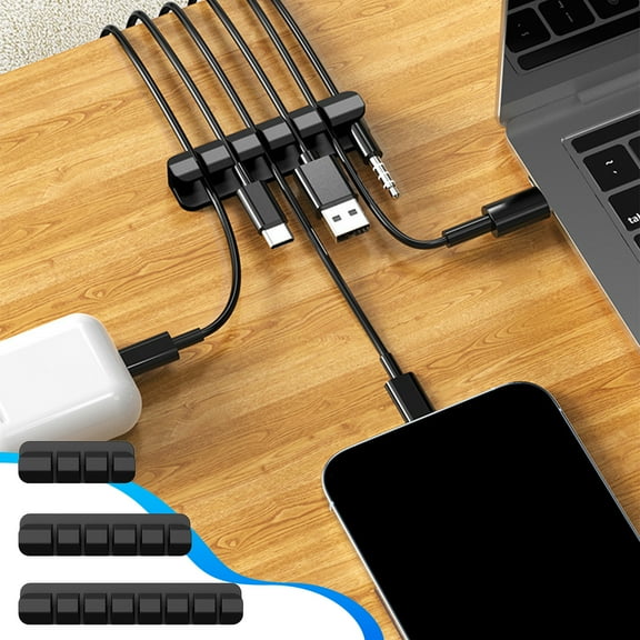 Multi ​USB Cable Organizer Cord, Cable Holder Clips, 3-Pack Cord Organizer Wire Holder, Super-Sticky Desk Cable Holder for USB Charging Cable Mouse Cable Office Home and Car