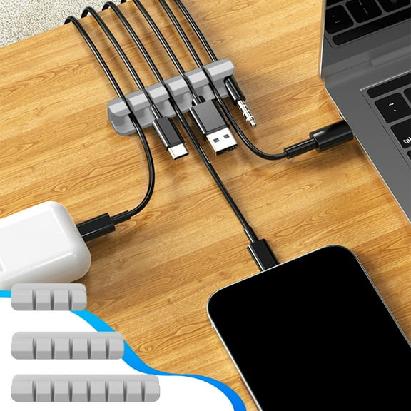 Multi USB Cable Organizer Cord, Cable Holder Clips, 3-Pack Cord Organizer Wire Holder, Super-Sticky Desk Cable Holder for USB Charging Cable Mouse Cable Office Home and Car