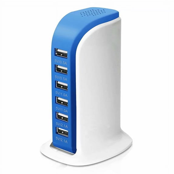 Multi USB Charger 30W 6-Port USB Charging Station for iPhone X/XS/XR/XR MAX/ 8/7/ 6 6S Plus 5S iPad Pro Air Mini Samsung Galaxy S8 Plus Note 8 5 S7 Edge S6 and More