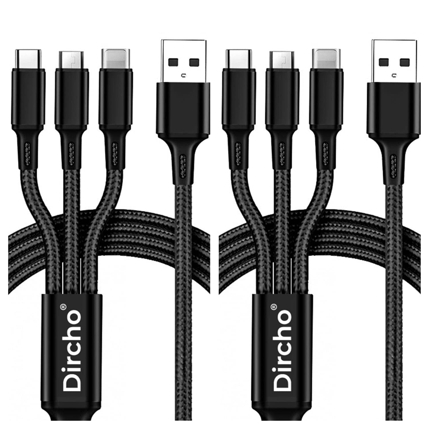Cable USB, cable portátil rápido de cargador múltiple 3 en 1 cable de carga múltiple  cable USB cable de carga rápida con tipo c, puerto micro usb e ip, conector  fo