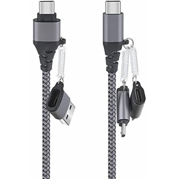 Multi USB Data Cable 1M, Lightning/USB C to C 60W 3A Charging Cable, USB A/C to I-OS/Micro USB/Type C Nylon Multi-Way Universal Charging Cable for Mobile Phones Laptop Tablets Huawei