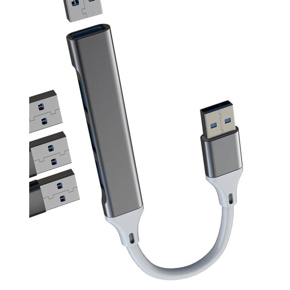 Multi USB Port Hub (4in1) Card Reader to Laptop Adapter 3.0 Pc Macbook Computer Extender Multiport Accessorie Cable Multiple Docking Station Gaming Splitter Mini Extension Desktop Powered Dongle