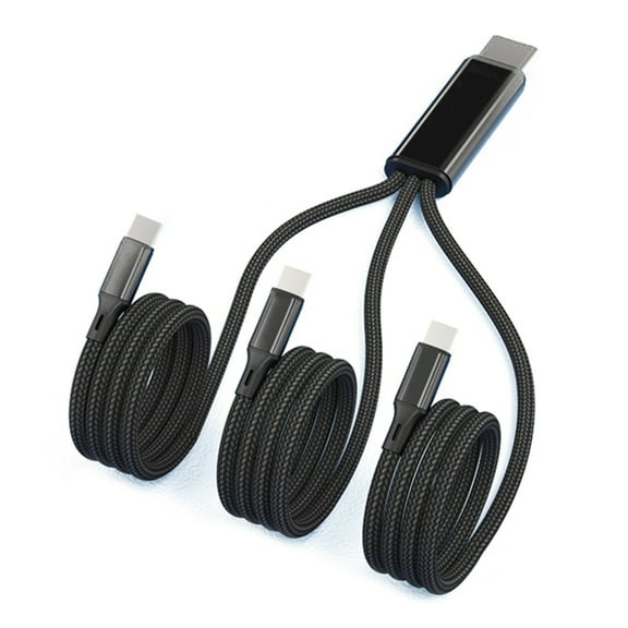 Multi USB Type C Cable Braided 3 in 1 Multiple USB C Cable Charging Cord with 3 Type-C Port Connector