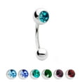 thumbnail image 1 of Multi-Use 18G Curved Piercing Barbell with CZ Gem Ball Bead - 7 Colors Available, 1 of 6