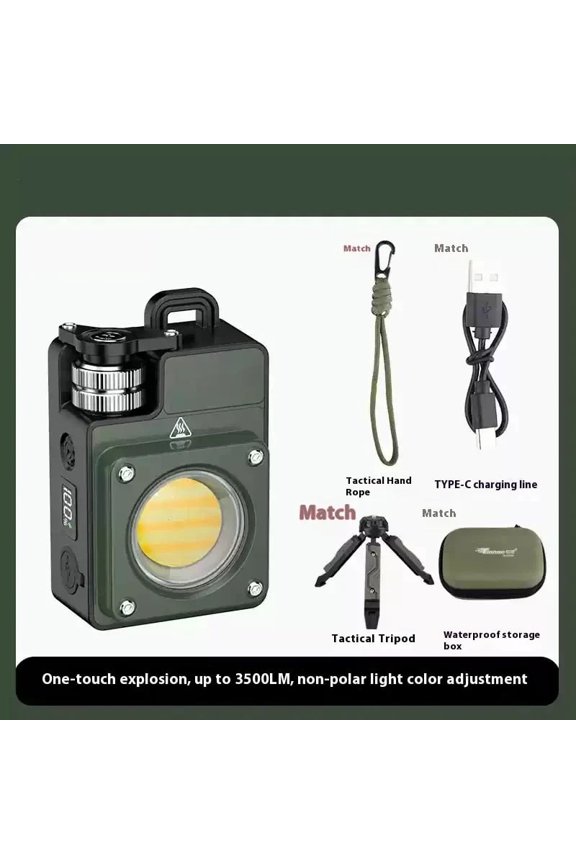 Multi-Use 3500 Lumen Camping Lantern with Tripod Adjustable Color Temperature Portable LED Flashlight Green