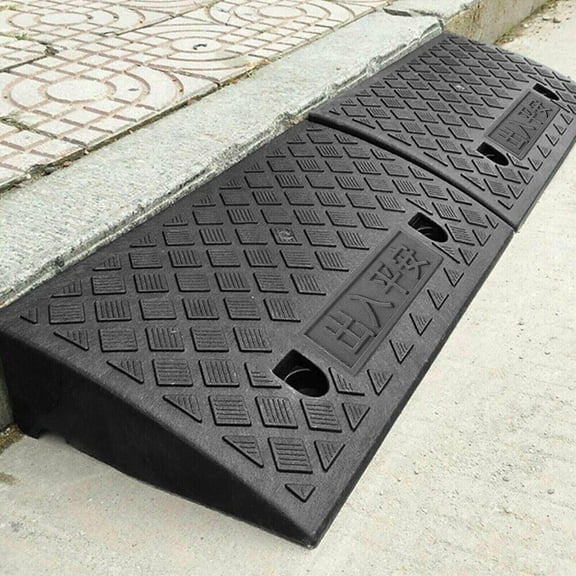 Multi-Use Accessibility Ramp For Curbs And Elevated Walkways, Portable Wheelchair Ramp With Angled Section Tracks Ensures Smooth Transition Over Obstacles, Pre-Drilled Mounting