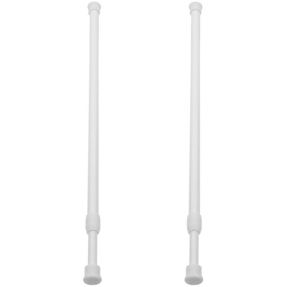 Multi-Use Adjustable Curtain Rods for Doors,Windows,2 Pack Cupboard Bars Spring Tension Rods 15.9-51 inch,Easy Installation,Refrigerator Bar Extendable Rod for DIY Projects,White