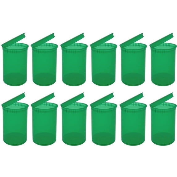 Multi-Use Airtight Empty Pill Bottles with Hinged Lids, 30 Dram Plastic Bottle Organizer for Supplements, Vitamins & Medicines, 12 Pack (Green Translucent)