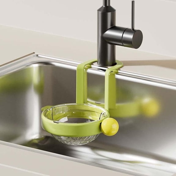Multi-Use Hanging Faucet Drain Strainer, Anti-Clog Drain Catchers for Food Scraps, Multifunctional Kitchen Sink Strainer Press Automatic Dumping Basket, Mess-Free Hands-Free Cleanup,Green