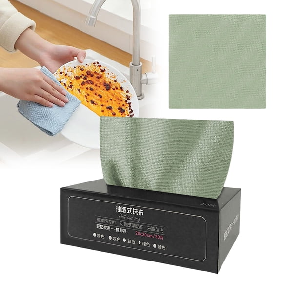 Multi-Use Kitchen Cleaning Cloths, Thickened Reusable Rags on Convenient Pull-Out Roll, Quickly-Dry Dish Towels for Counters, Dishes & Spills, Lazy Household Essential