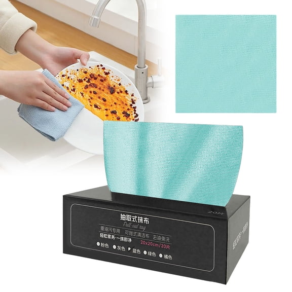 Multi-Use Kitchen Cleaning Cloths, Thickened Reusable Rags on Convenient Pull-Out Roll, Quickly-Dry Dish Towels for Counters, Dishes & Spills, Lazy Household Essential