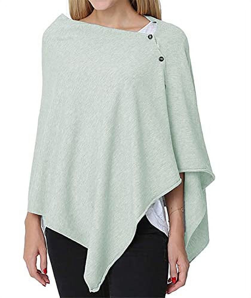 MultiUse Knit Nursing Shawl Poncho Adjustable Buttons for