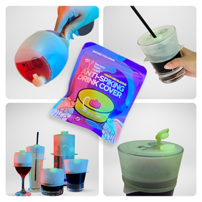 Multi-Use Silicone Anti Spiking Drink Cover With Lift N Lock Sip System (1 Pack). Spiking, Spill and Contaminant Prevention. Fits Most Cups And Glasses, Straw Compatibility and Reusable.