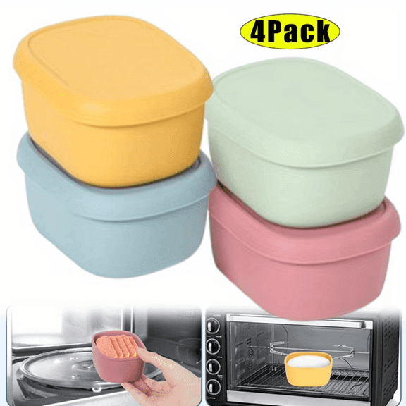 Multi-Use Silicone Food Containers - 4-Pack 7oz Stackable & Leak-Proof Containers