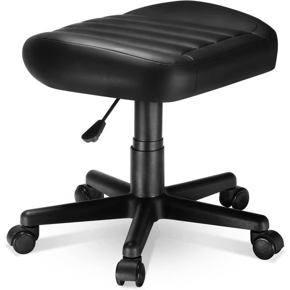 Multi-Use Stool, Height Adjustable Swivel Rolling Stool Chair W Wheels, Ottoman Footrest for Gaming, Home Office, Black