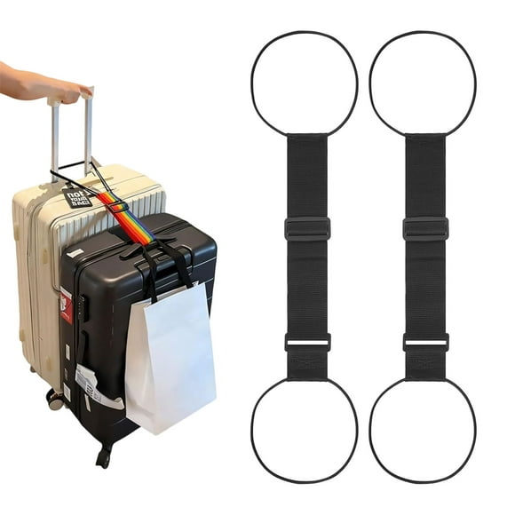 Multi Use Strong Adjustable Luggage Connector Straps, 2-Pack Luggage Connector Straps for Suitcases, Secure Carry On & Travel Essentials