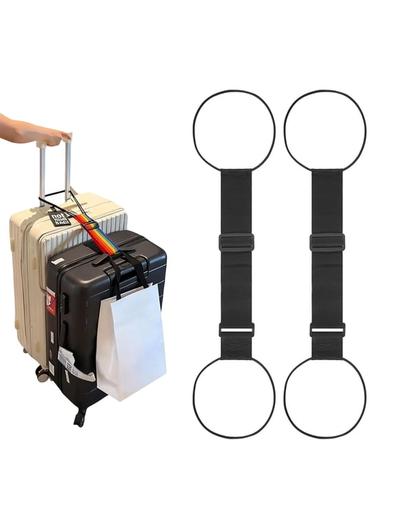 Multi Use Strong Adjustable Luggage Connector Straps, 2-Pack Luggage Connector Straps for Suitcases, Secure Carry On & Travel Essentials
