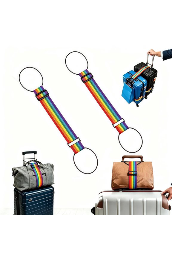 Multi Use Strong Adjustable Luggage Connector Straps,Add a Bag Easy to Travel Suitcase Elastic Strap Belt for Secure Stacking, Adjustable Straps for Various Luggage