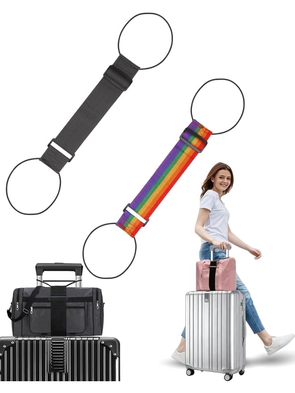 Multi Use Strong Adjustable Luggage Connector Straps,Add-a-Bag Travel Belt with Elastic Bungee, Waterproof & Heavy-Duty Suitcase Strap for Carry-On, Backpack, Tote