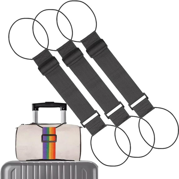 Multi Use Strong Adjustable Luggage Connector Straps, Luggage Straps for Suitcases, Secure Stacking & Hands-Free Travel, Lightens Load, Easy to Identify Travel, for Suitcases (Black, 3pcs)