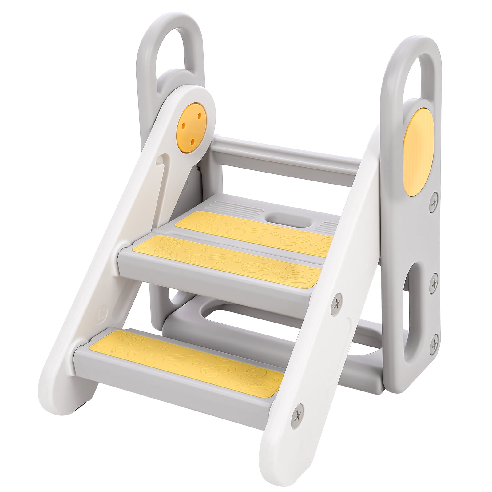 Multi-Use Toddler Step Stool, 3-Step with Safety Rail & Non-Slip Feet ...