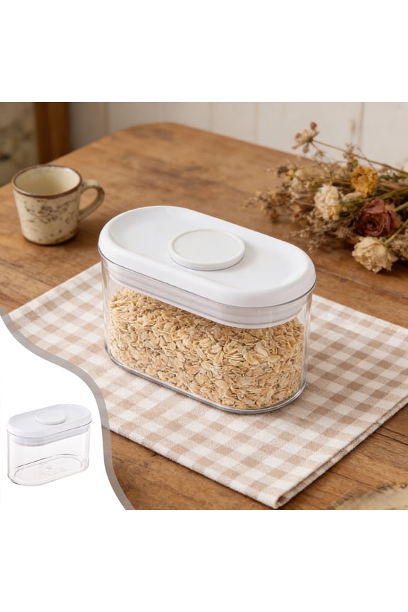 Multi-Use Transparent Slide-Lid Airtight Storage Box, Stackable Clear Plastic Jar for Kitchen Dry Goods, Bathroom Cosmetic & Office Organizing(A,3.62*3.14*5.9 in)