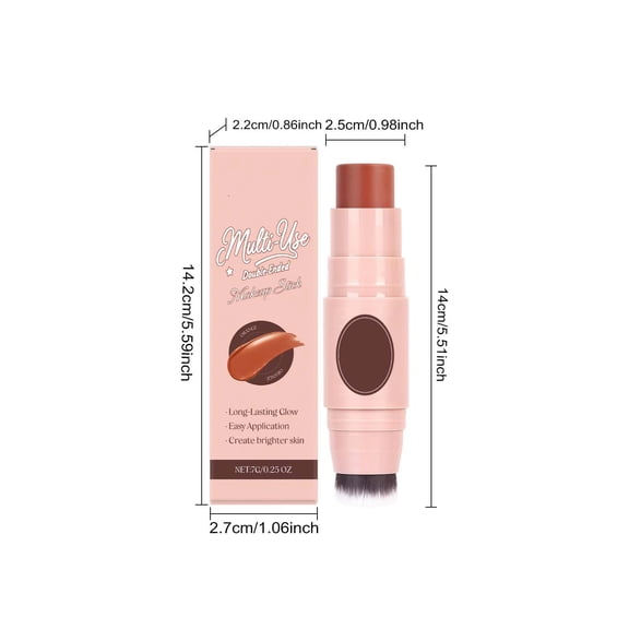 Multi Use Waterproof Highlighter Stick With Brush 3 In 1 Cream Bronzer Blush Stick For Cheeks Eyes Lips Long Lasting Easy Application