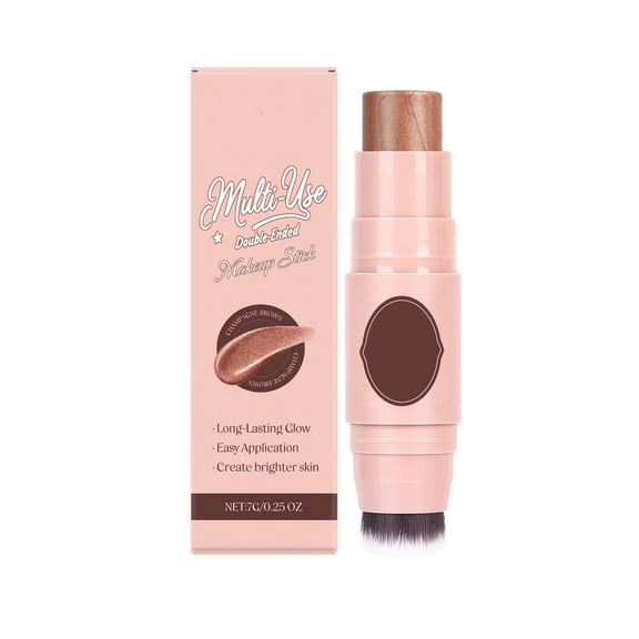 Multi Use Waterproof Highlighter Stick With Brush 3 In 1 Cream Bronzer Blush Stick For Cheeks Eyes Lips Long Lasting Easy Application