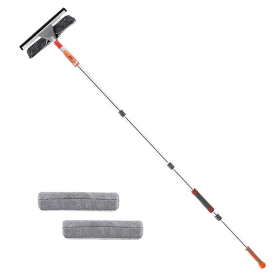Multi-Use Window Squeegee with 53" Long Telescopic Handle,2 in 1 Window Cleaning Tools with Dual Side Blade Rubber & Scrubber Sponge, Shower Squeegee for Glass Doors, Car Windshield, Glass, Mirror