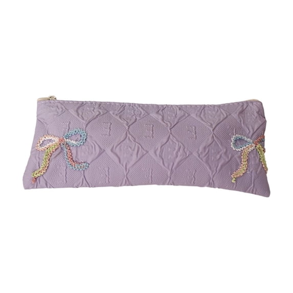 Multi-Use Zipper Pouch, Cloth Makeup Brush Bag & Pen Case, Small Travel Organizer for Cosmetics, Stationery, Jewelry, College & Office Supplies, Purple